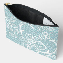 “Soft Lacy Floral Look” Print Cosmetic/ Pencil Bag
