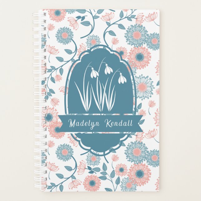 Soft Laurentian Floral Name Custom Planner (Front)