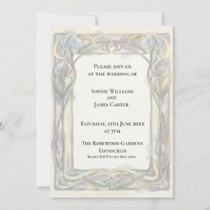 Soft Lavender Art Nouveau Wedding Invitation