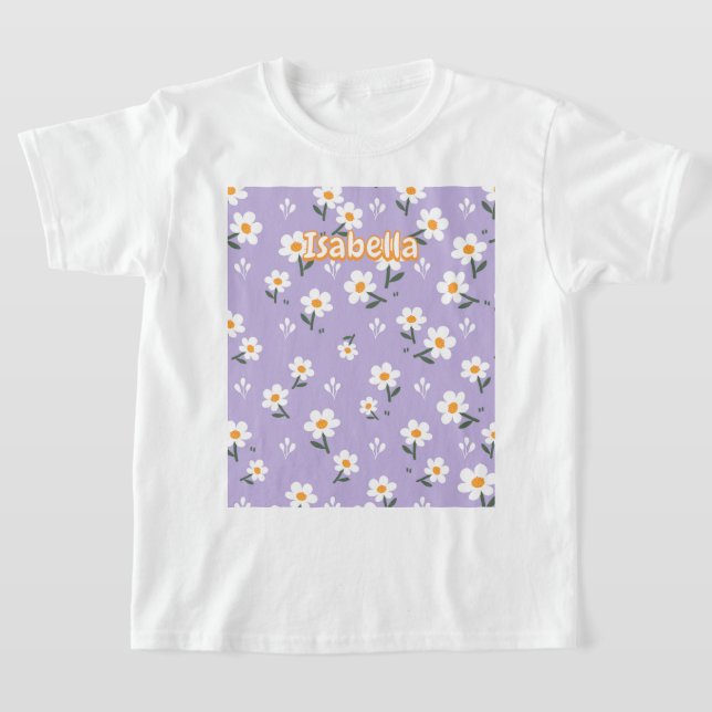 Soft Lavender Daisy Bloom Aesthetic for Girls T-Shirt (Laydown)