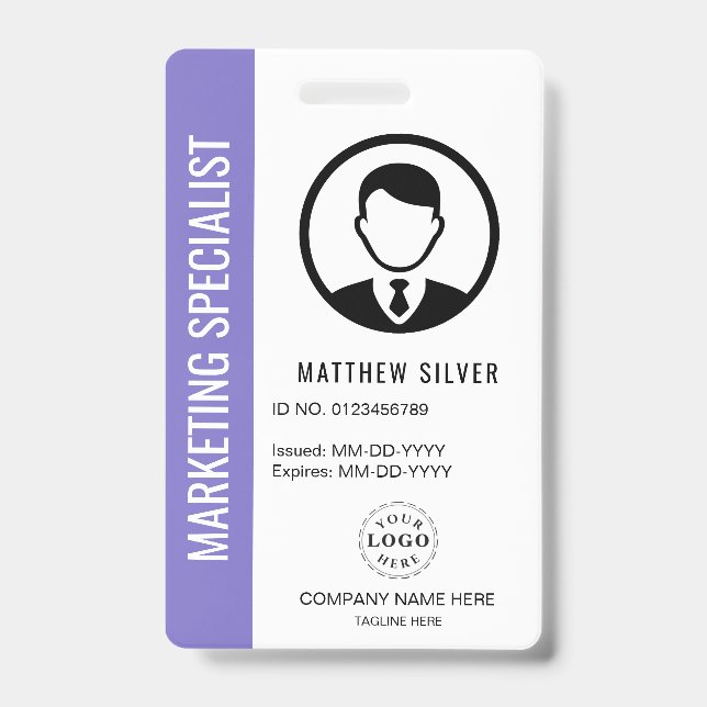 Soft Lavender ID Badge with Custom Name and Title (Front)