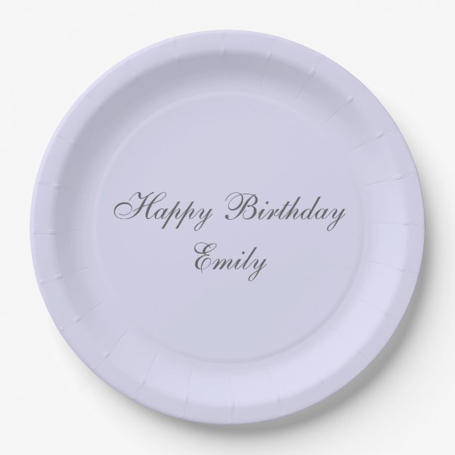 Soft Lavender Minimalist Birthday Party Plates (Front)