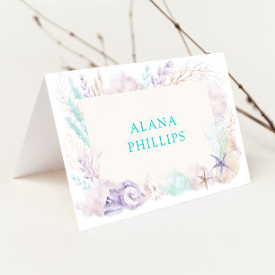 Soft Lavender Mint Ocean Table Seating Place Card