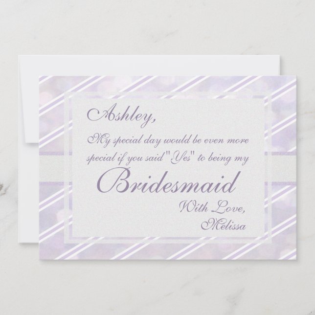 Soft Lavender Striped | Bridesmaid Invitation (Front)