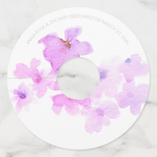 *~* Soft Lavender Violet  Pink Floral Watercolor Wine Glass Tag