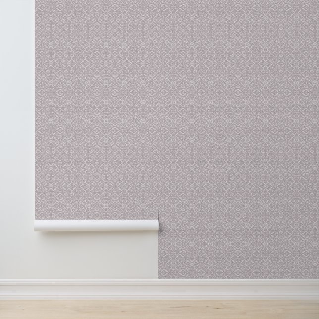 Soft Lavender with White Damask Wallpaper (Application)