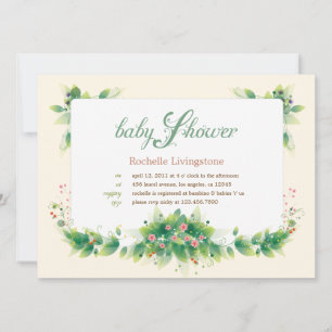 Soft Leaves Garden Baby Shower Invitation