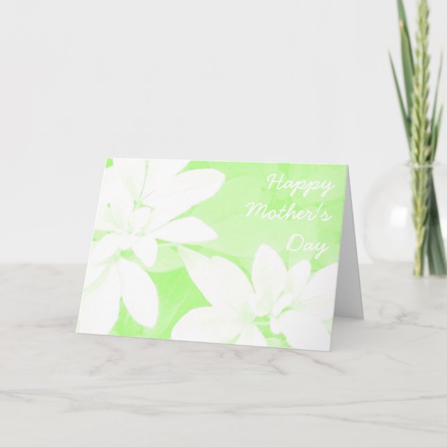 Soft Leaves Green 'Mother's Day' card front text (Front)