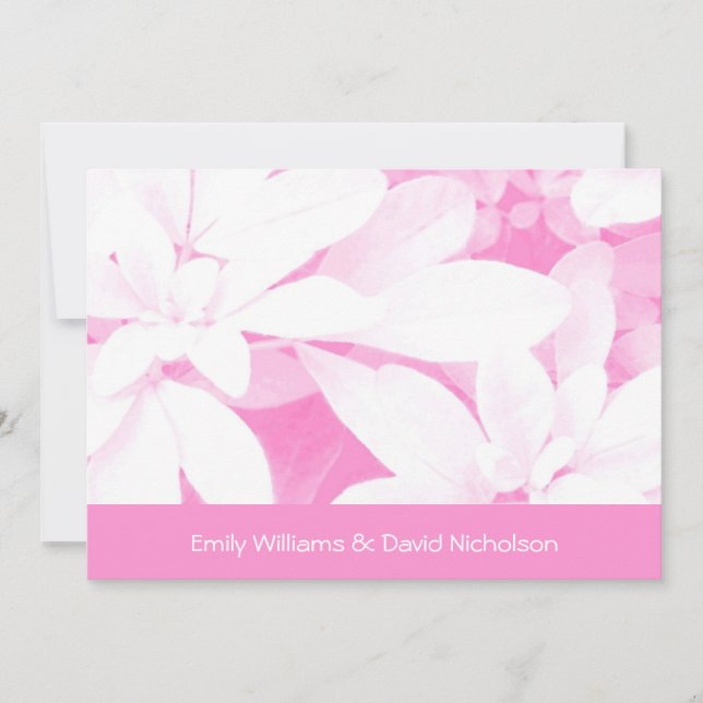 Soft Leaves Pink stripe wedding invitation (Front)