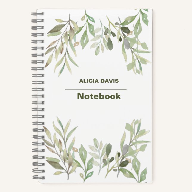 Soft Leaves  | your name Notebook (Front)