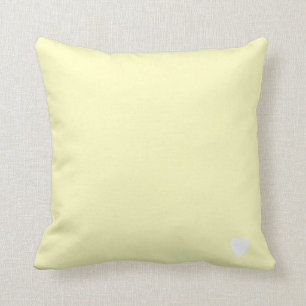 Soft Lemon Yellow Pastel Solid Colour With Heart Cushion