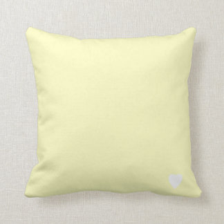 Soft Lemon Yellow Pastel Solid Colour With Heart Cushion