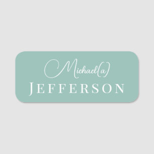 Soft Lichen Green Modern Handwritten Business Name Tag