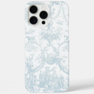 Soft Light Blue and White Toile iPhone 16 Pro Max Case