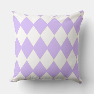 Soft Light Purple and White Argyle Retro Cushion