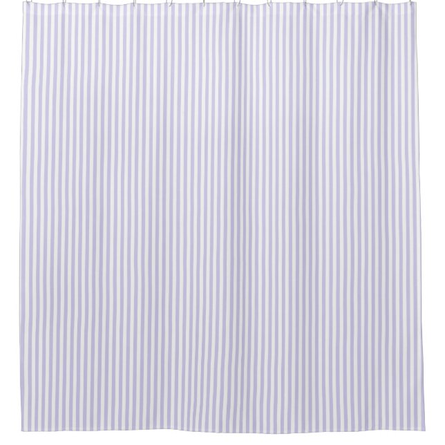 Soft Light Purple Lavender Stripe Farmhouse Shower Curtain (Front)