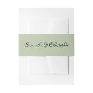 Soft Light Sage Green Personalised Calligraphy Invitation Belly Band
