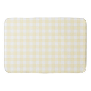 Soft Light Yellow Gingham Buffalo Check Plaid Bath Mat