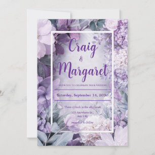 Soft Lilac & Blush Floral Wedding Invitation