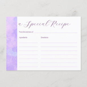 Soft lilac clouds Bridal Shower Recipe  Enclosure Card