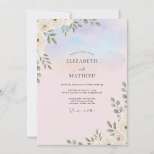 Soft Lilac Leafy Wedding Invitation