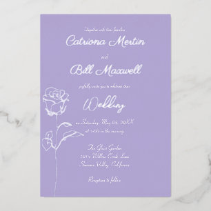 Soft Lilac & Real Silver Foil Wedding Invitation