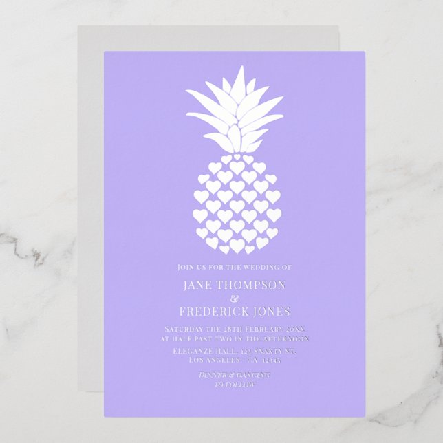 Soft Lilac & Silver Tropical Pineapple Wedding (Front/Back)