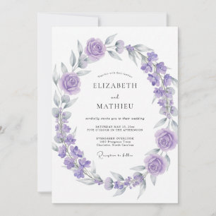 Soft Lilac Violet Wreath Wedding Invitation