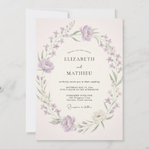 Soft Lilac Wreath Wedding Invitation
