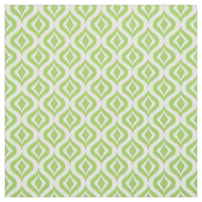 Soft Lime Green Retro Chic Ikat Drops Pattern Fabric (Swatch)