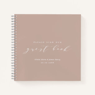 Soft Linen Blush Pink Modern Wedding Guest Book