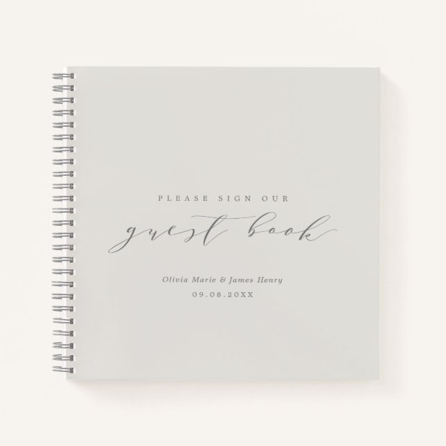 Soft Linen Budget Wedding Guest Book (Front)