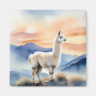 Soft Llama Animal Watercolor Magnet