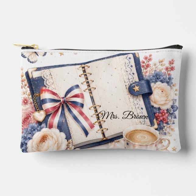 Soft Luxury 4th of July Patriotic Cosmetic Bag (Front)