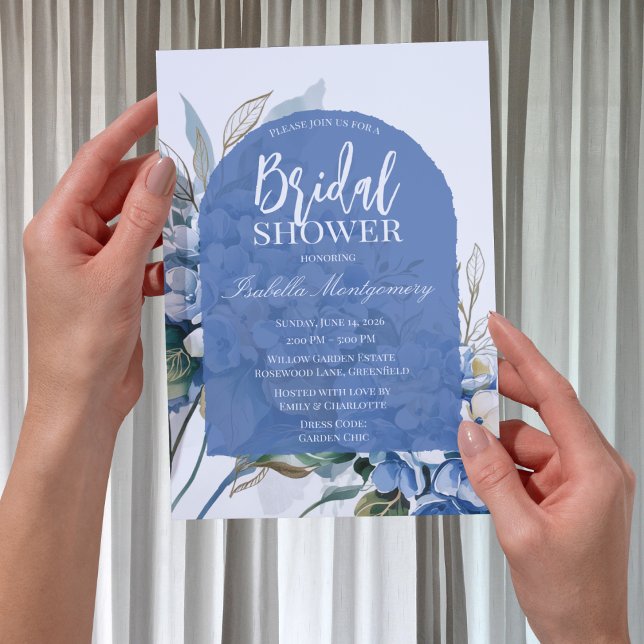 Soft Luxury Blue Floral Bridal Shower Invitation (Soft Luxury Blue Floral Bridal Shower Invitations
)