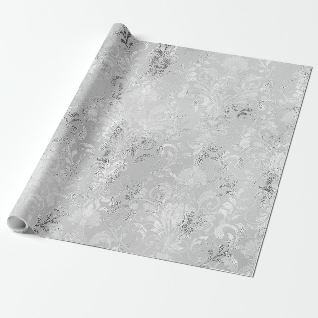 Soft Luxury Foil Damask-01 Wrapping Paper (Unrolled)