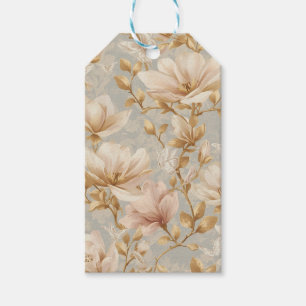 Soft Magnolia Butterfly Botanical Pattern Gift Tags