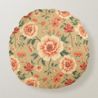 soft majestic dusty pink floral vintage pattern  round cushion