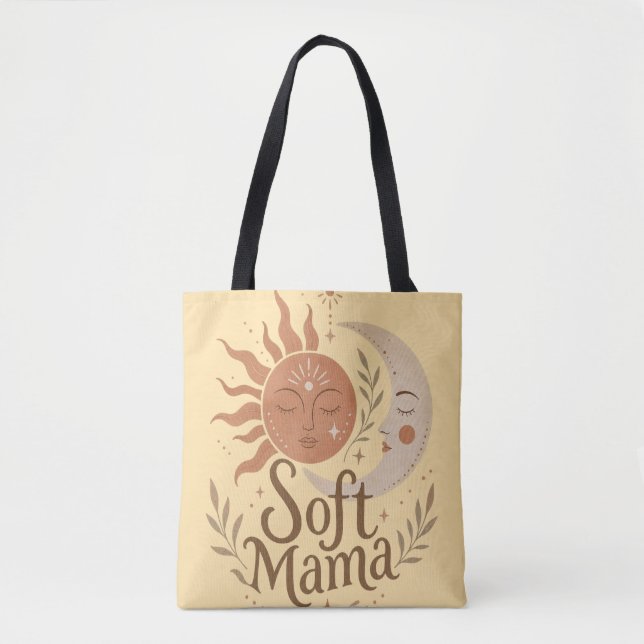 Soft Mama Celestial Sun & Moon Boho Design  Tote Bag (Front)