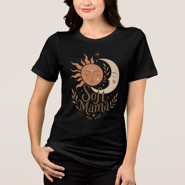 Soft Mama Celestial Sun & Moon Boho Design  Tri-Blend Shirt (Front)