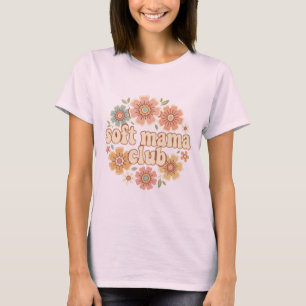Soft Mama Club Retro Groovy Daisy Floral Design T-Shirt