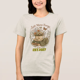 Soft Mama Energy Floral Cottagecore Mum T-Shirt Tri-Blend Shirt