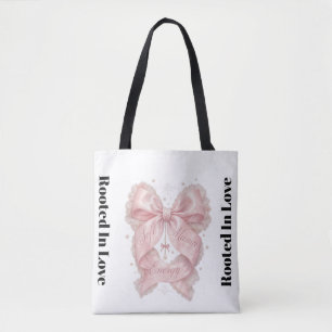 Soft Mama Energy Pink Coquette Bow Design Femini Tote Bag