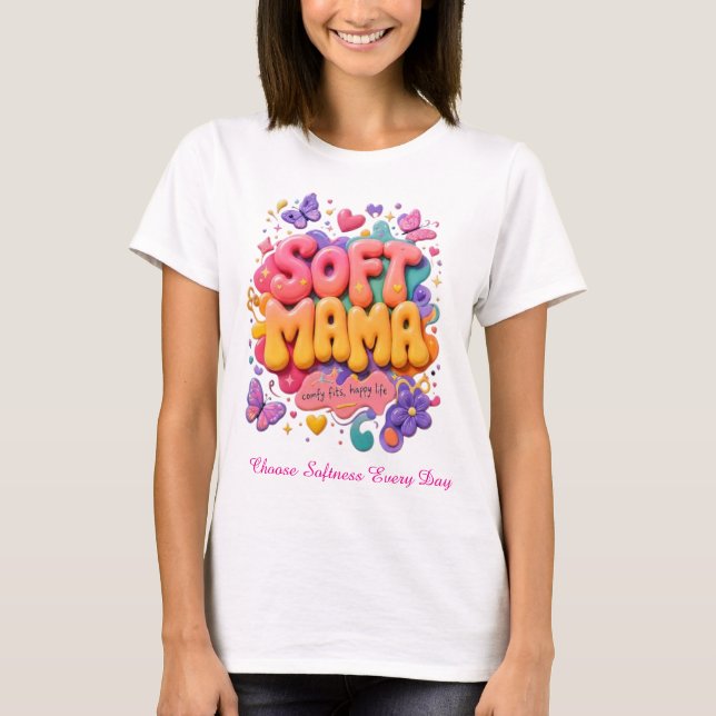Soft Mama Kawaii Typography  T-Shirt (Front)