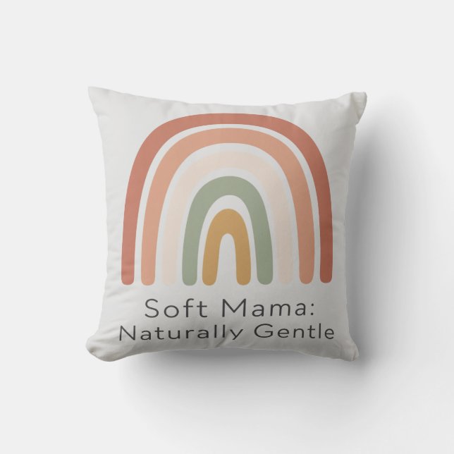 Soft Mama Naturally Gentle Boho Rainbow Aesthetic Cushion (Front)