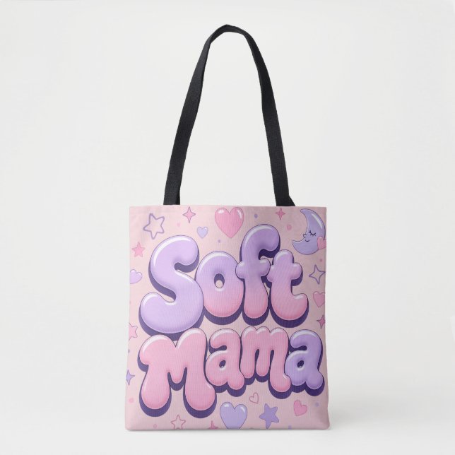 Soft Mama Retro Bubble Typography  Tote Bag (Front)
