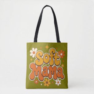 Soft Mama Retro Floral Groovy Design Cute Boho Tote Bag
