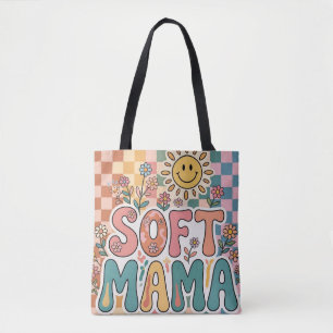 Soft Mama Shirt Colourful Retro Floral Mama Desi Tote Bag