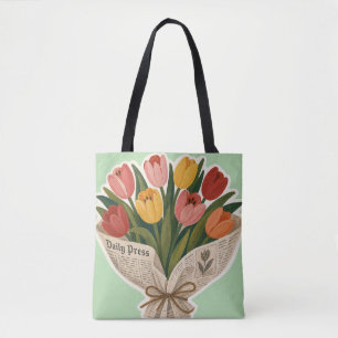 Soft Mama Tulip Bouquet Vintage Floral Art Print Tote Bag