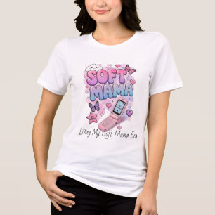 Soft Mama Y2K Cute Retro Design Kawaii Mum Aesth Tri-Blend Shirt